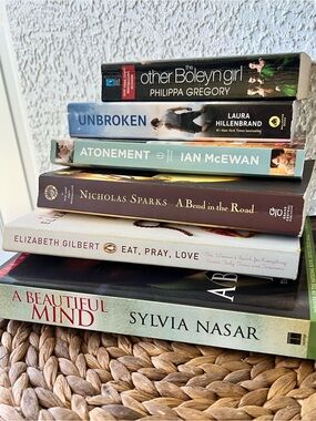 6 Paperback Books Made into Movies - ATONEMENT,  UNBROKEN, A BEAUTIFUL MIND, Etc
